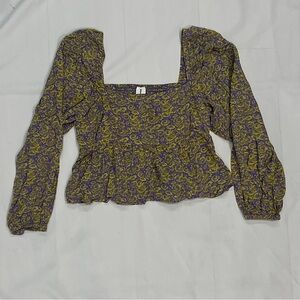 Floral Long Sleeve Square Neck Top